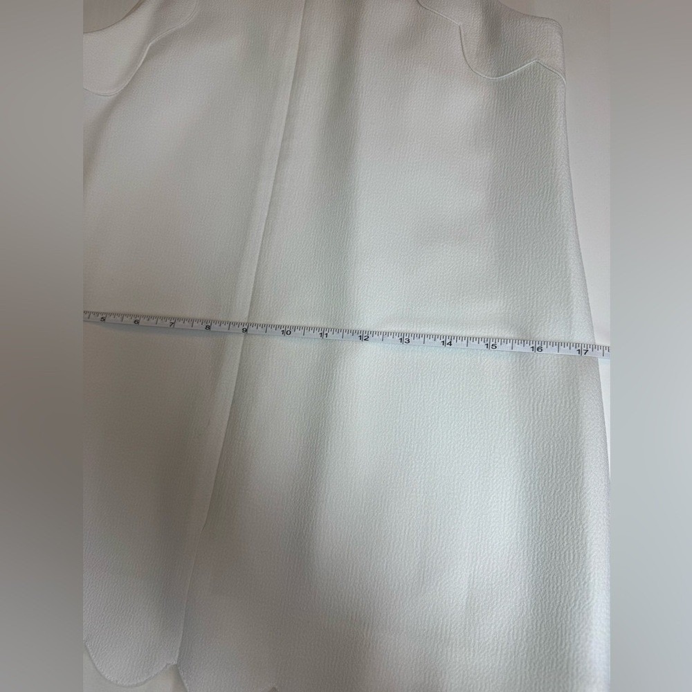 Monaco White Scalloped Sheath Dress Sleeveless Cocktail Bridal Textured XS 0 - Picture 11 of 12